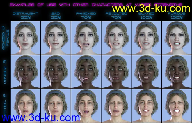 PTF Down to Earth Expressions for Zelara 8 and Genesis 8 Female(s)模型的图片8