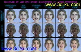 3D打印模型PTF Down to Earth Expressions for Zelara 8 and Genesis 8 Female(s)的图片
