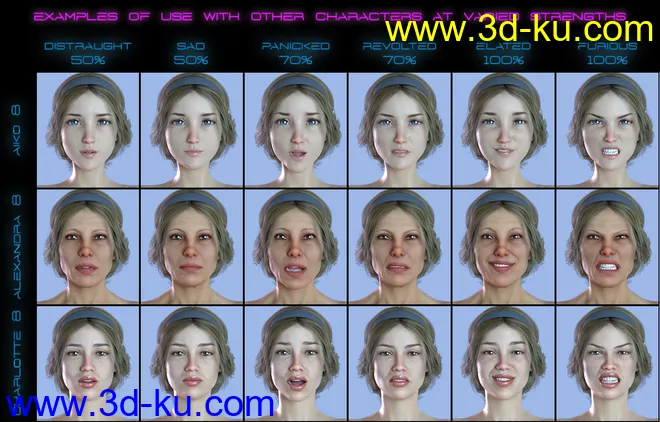 PTF Down to Earth Expressions for Zelara 8 and Genesis 8 Female(s)模型的图片9