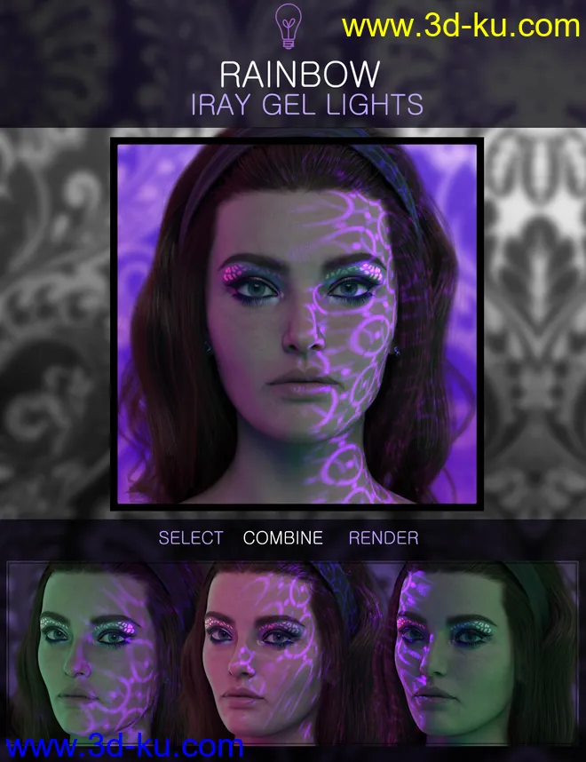 Rainbow Gel Portrait Lighting for Iray模型的图片1
