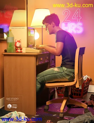 3D打印模型Retro Gamer Poses for Genesis 8 Male的图片