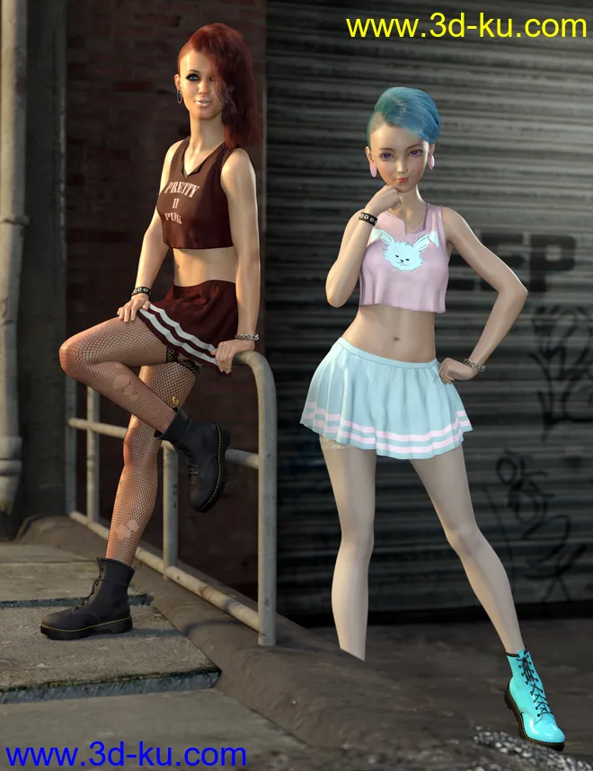 Riot Grrl dForce Outfit for Genesis 8 and Genesis 8.1模型的图片1