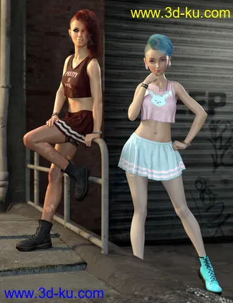 3D打印模型Riot Grrl dForce Outfit for Genesis 8 and Genesis 8.1的图片