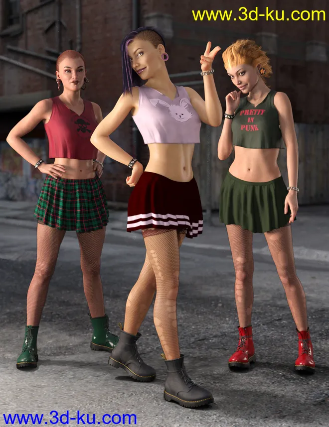 Riot Grrl dForce Outfit for Genesis 8 and Genesis 8.1模型的图片5