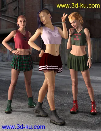 3D打印模型Riot Grrl dForce Outfit for Genesis 8 and Genesis 8.1的图片