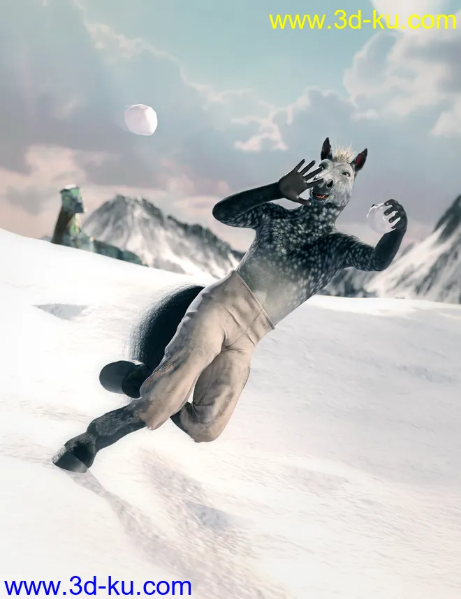 SBibb Snowball Fight Props and Poses for Genesis 8 and 8.1模型的图片3