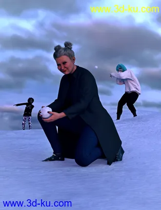 3D打印模型SBibb Snowball Fight Props and Poses for Genesis 8 and 8.1的图片