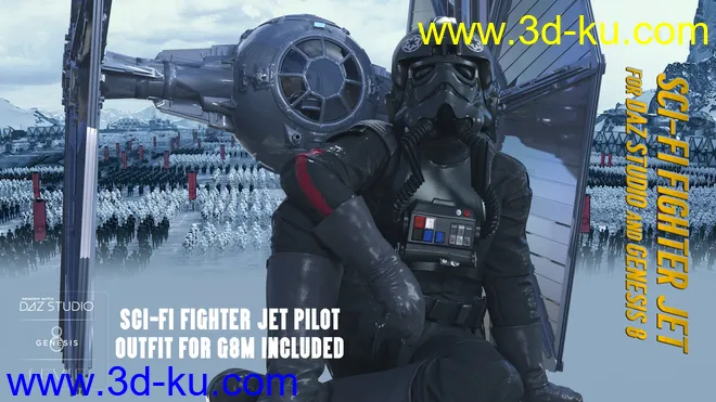 Sci-Fi Fighter Jet For Daz Studio and Genesis 8 Male模型的图片1