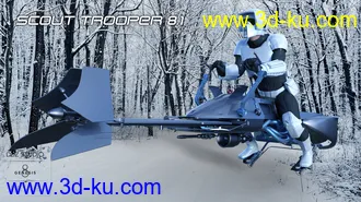 3D打印模型Scout Trooper 8.1 For Genesis 8.1 Male + Speeder的图片