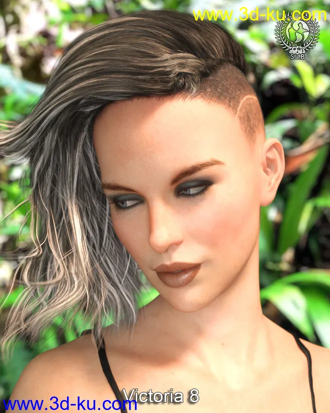 Shaved Side Hair for Genesis 3 and 8 Female(s)模型的图片4
