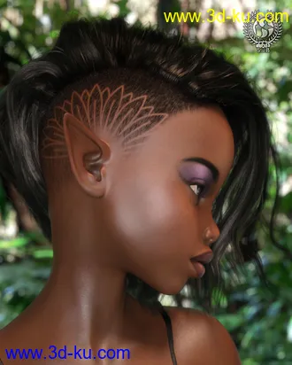 3D打印模型Shaved Side Hair for Genesis 3 and 8 Female(s)的图片