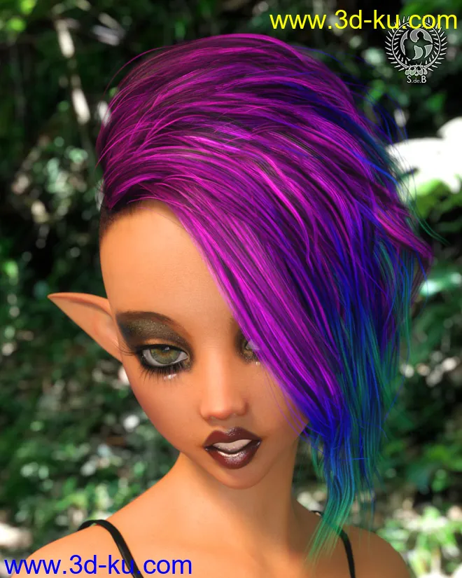 Shaved Side Hair for Genesis 3 and 8 Female(s)模型的图片6