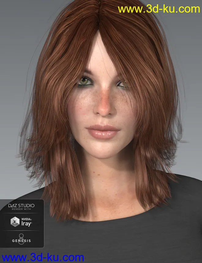 Shiloh Hair for Genesis 3 and 8 Female(s)模型的图片1