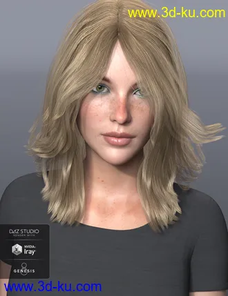 3D打印模型Shiloh Hair for Genesis 3 and 8 Female(s)的图片
