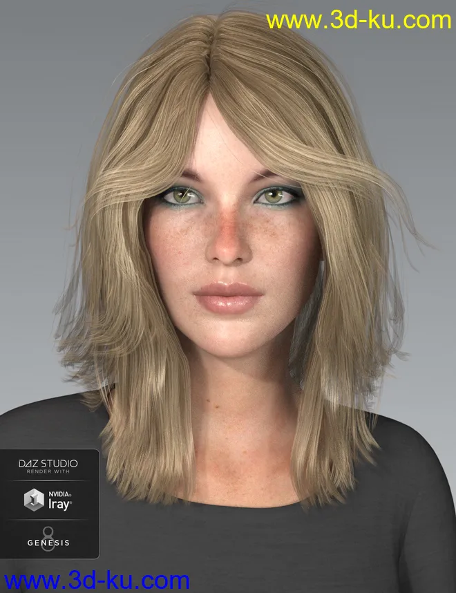 Shiloh Hair for Genesis 3 and 8 Female(s)模型的图片5
