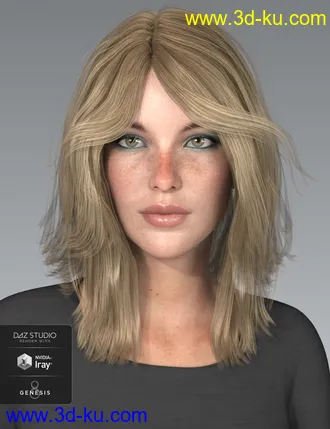 3D打印模型Shiloh Hair for Genesis 3 and 8 Female(s)的图片