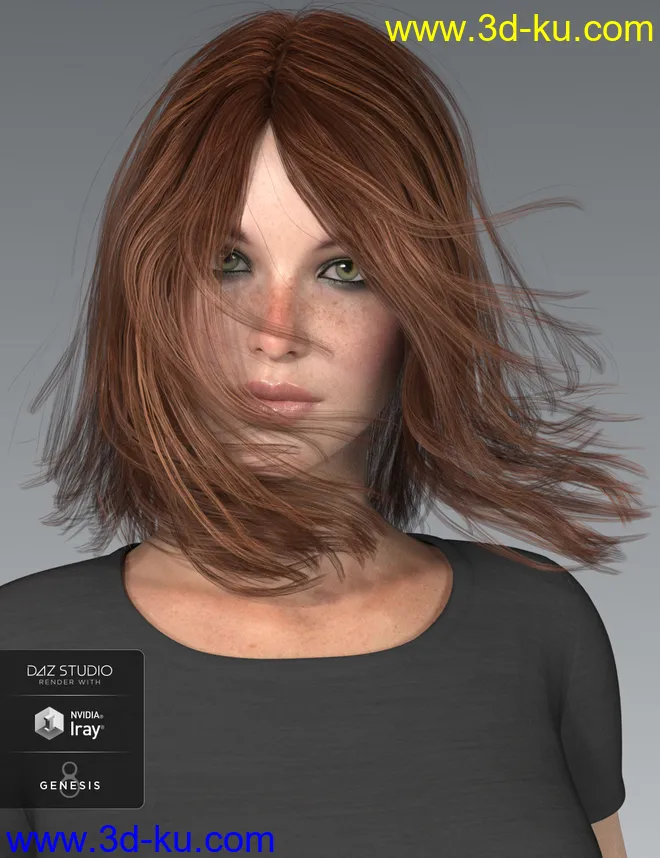 Shiloh Hair for Genesis 3 and 8 Female(s)模型的图片6