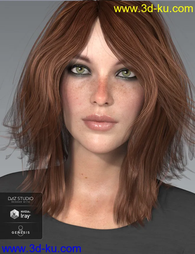 Shiloh Hair for Genesis 3 and 8 Female(s)模型的图片8