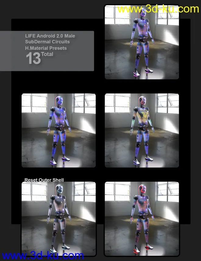SubDermal Circuits for LIFE Android 2.0 Male and Genesis 8 and 8.1 Male模型的图片2