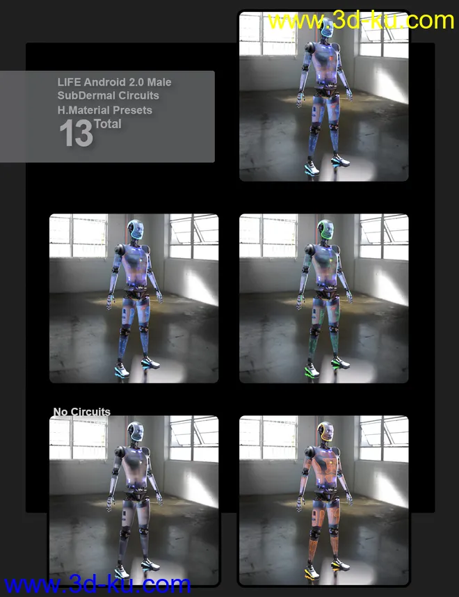 SubDermal Circuits for LIFE Android 2.0 Male and Genesis 8 and 8.1 Male模型的图片3