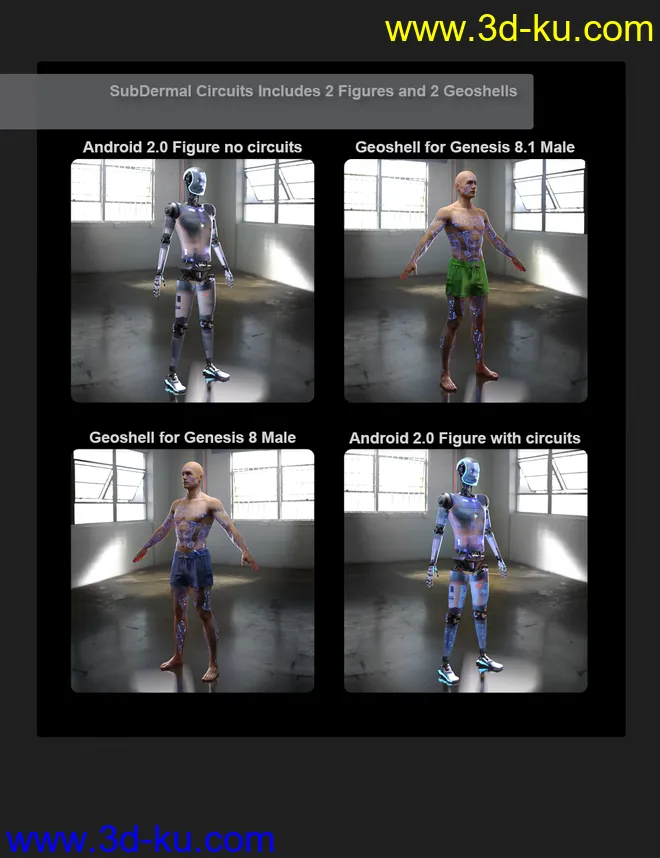 SubDermal Circuits for LIFE Android 2.0 Male and Genesis 8 and 8.1 Male模型的图片12