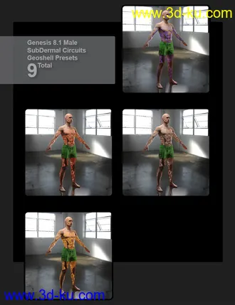 3D打印模型SubDermal Circuits for LIFE Android 2.0 Male and Genesis 8 and 8.1 Male的图片
