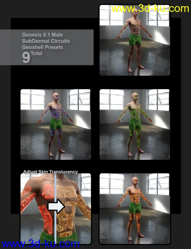 SubDermal Circuits for LIFE Android 2.0 Male and Genesis 8 and 8.1 Male模型的图片14
