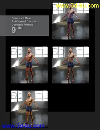 3D打印模型SubDermal Circuits for LIFE Android 2.0 Male and Genesis 8 and 8.1 Male的图片
