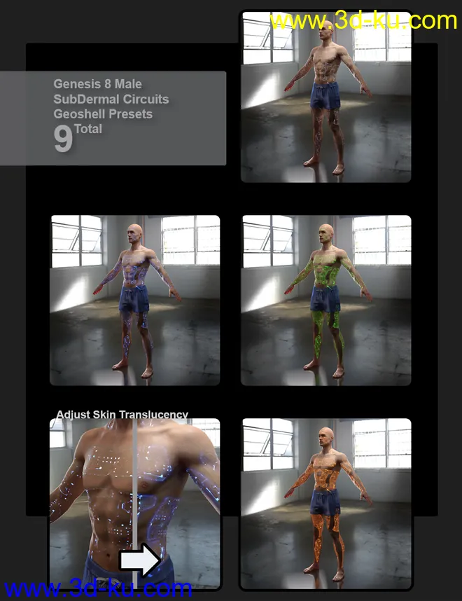 SubDermal Circuits for LIFE Android 2.0 Male and Genesis 8 and 8.1 Male模型的图片16