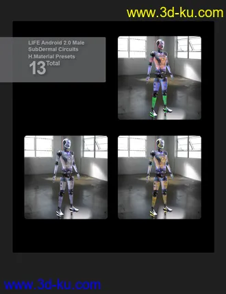 3D打印模型SubDermal Circuits for LIFE Android 2.0 Male and Genesis 8 and 8.1 Male的图片