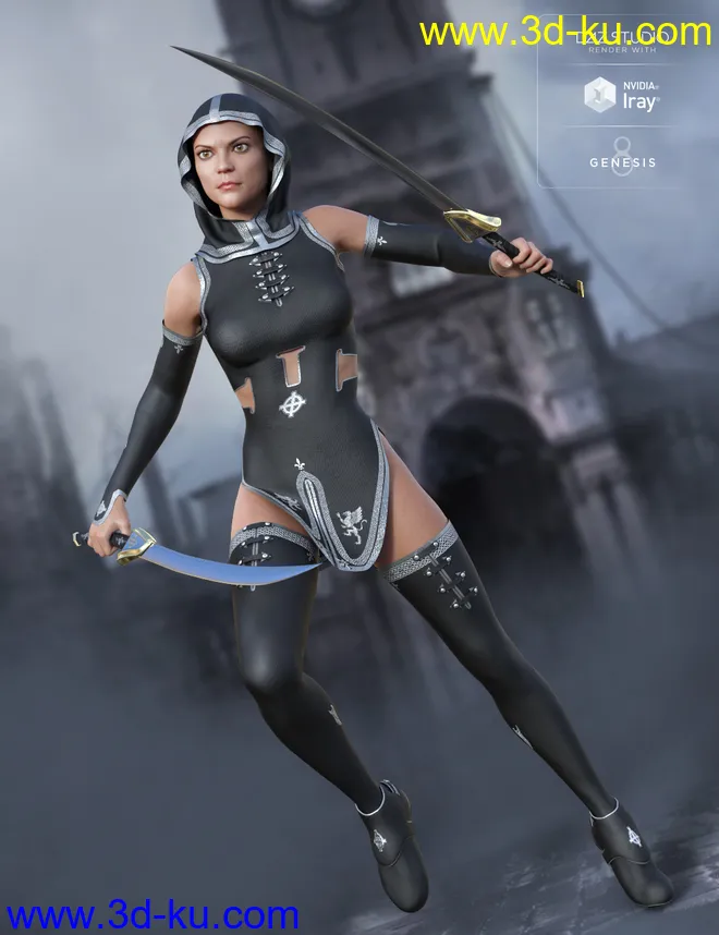 Templar Huntress Outfit for Genesis 8 Female(s)模型的图片1