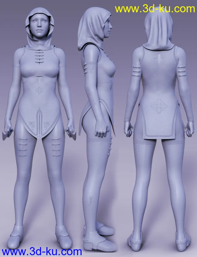Templar Huntress Outfit for Genesis 8 Female(s)模型的图片6