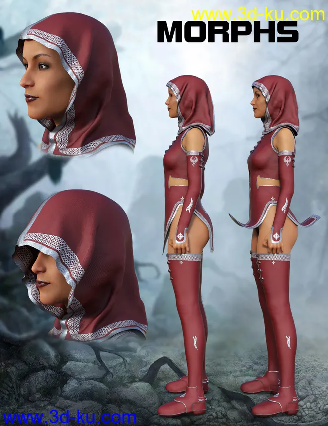 Templar Huntress Outfit for Genesis 8 Female(s)模型的图片7