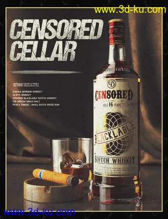 3D打印模型The Censored Cellar Wine and Whiskey Props and Shaders的图片