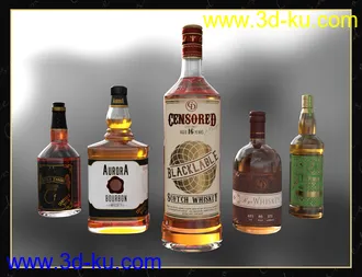 3D打印模型The Censored Cellar Wine and Whiskey Props and Shaders的图片