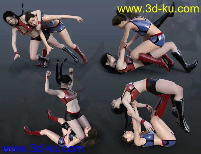 Women Wrestlers Poses for Genesis 3 and 8 Female模型的图片5