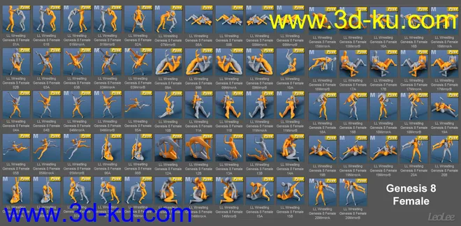 Women Wrestlers Poses for Genesis 3 and 8 Female模型的图片7
