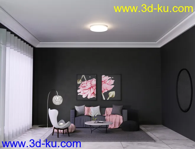X-Fashion Chic Living Room模型的图片2
