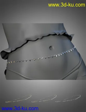 3D打印模型X-Fashion Dreams Mesh Lingerie Belly Chain for Genesis 8 Females的图片