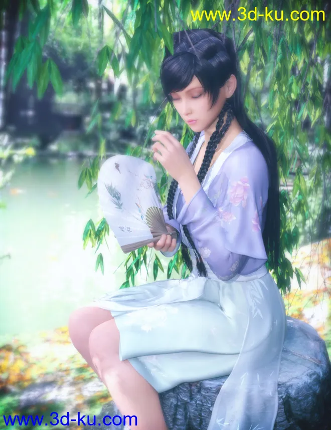 dForce Hanfu Dress,DAZ模型G8的图片3