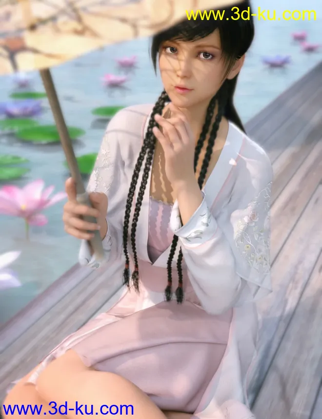 dForce Hanfu Dress,DAZ模型G8的图片5