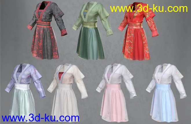 dForce Hanfu Dress,DAZ模型G8的图片6