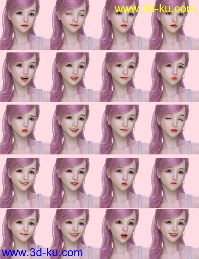 Lurys with Expressions and Hair with dForce,DAZ模型G8.1的图片4