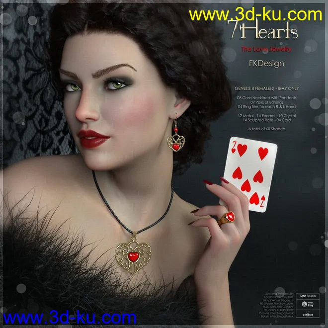 7Hearts Jewelry for Genesis 8 Females模型的图片1