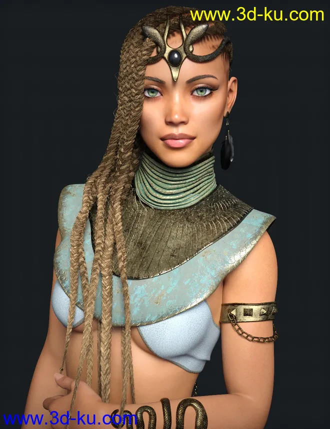 Akila Character with Hair Textures for Genesis 8 Female模型的图片1