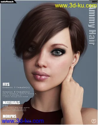 3D打印模型Ammy Hair for Genesis 3 and 8 Females的图片