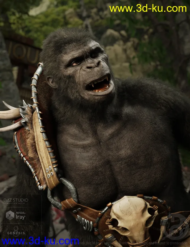 Ape World Gorilla for Genesis 8 Male模型的图片1