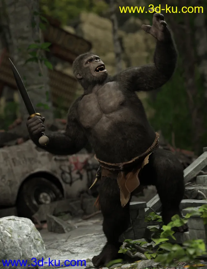 Ape World Gorilla for Genesis 8 Male模型的图片2