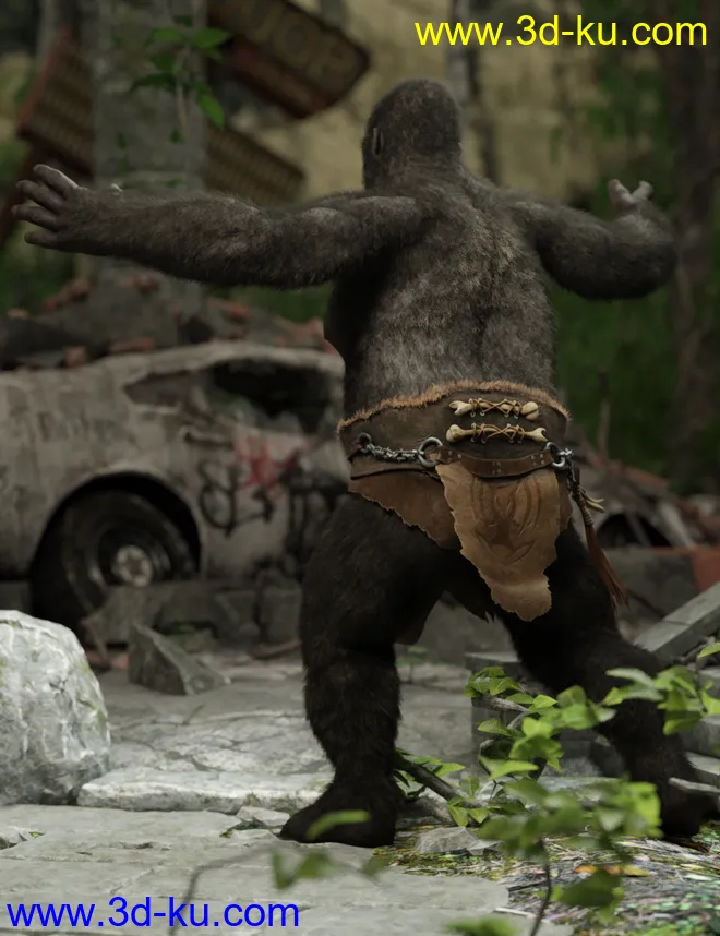 Ape World Gorilla for Genesis 8 Male模型的图片5