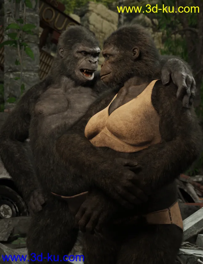 Ape World Gorilla for Genesis 8 Male模型的图片6
